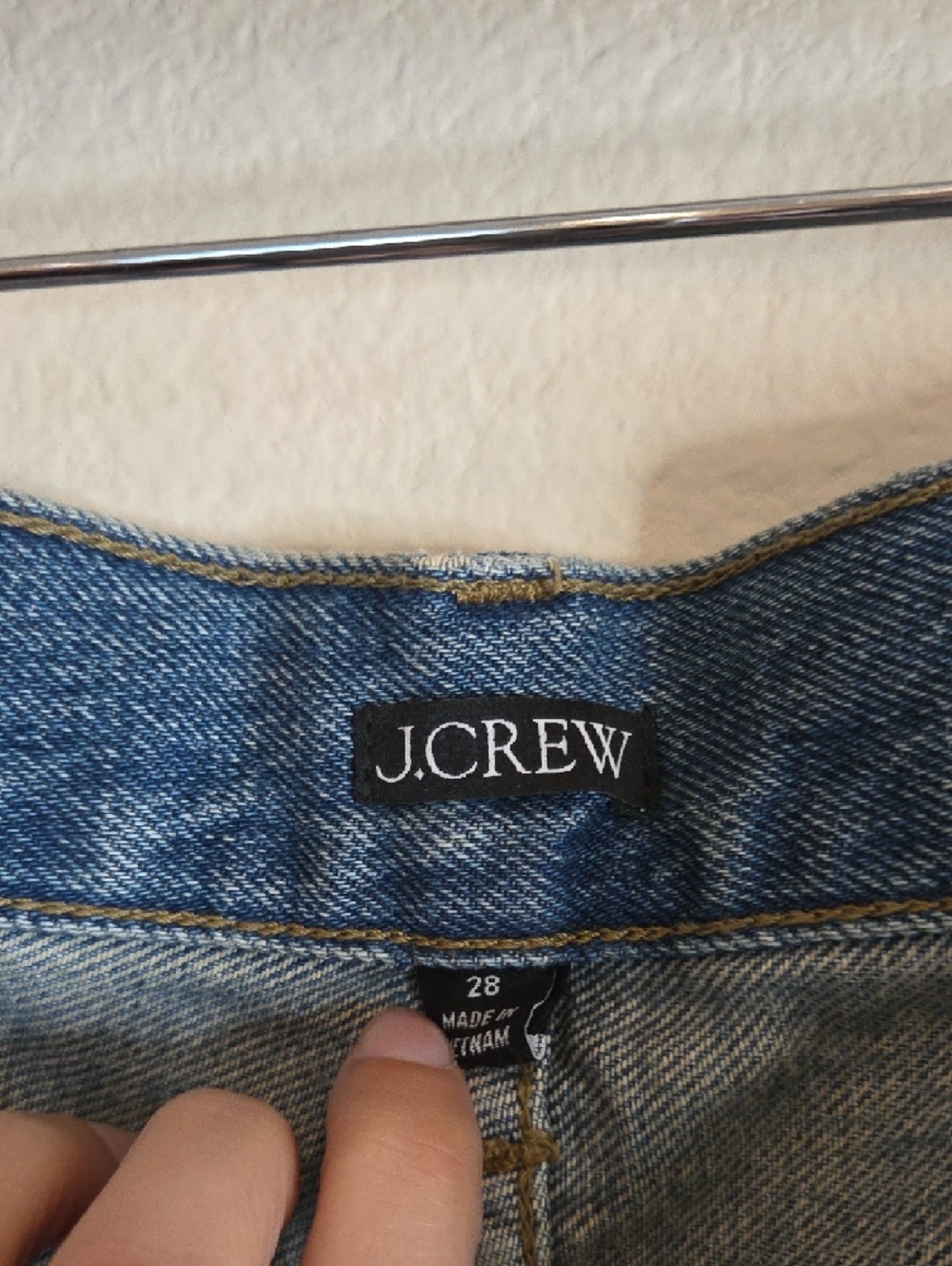 J. Crew Wide-Leg Jeans in Medium Blue with Cream Drawstring - Picture 2 of 4
